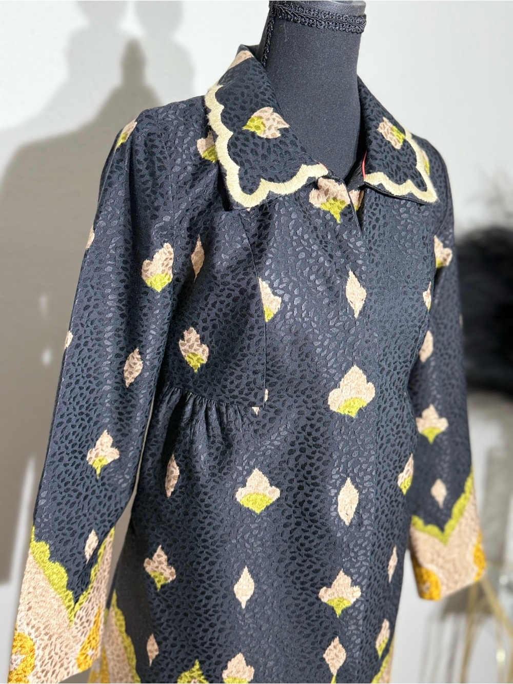 Anthropologie Elevenses Embroidered Silk Blend Coat Sz 0 - Picture 4 of 15